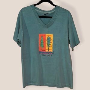 FRESH PRODUCE Vintage Green Highlands V Neck T-shirt